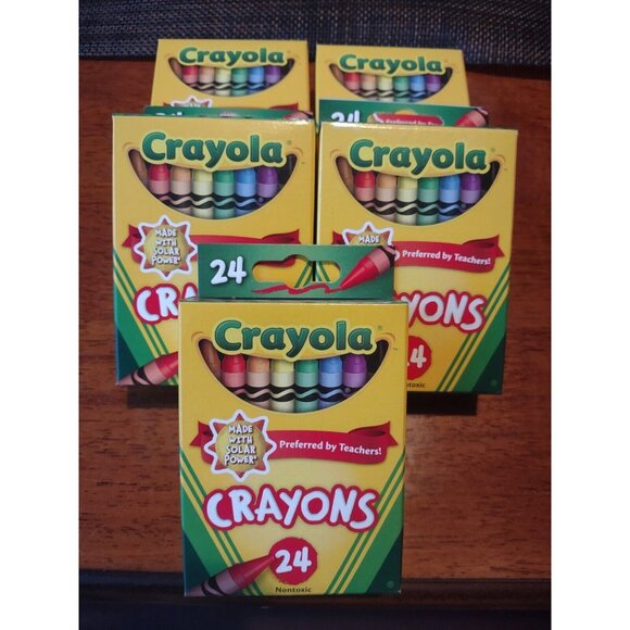 Crayola Other - CRAYOLA Crayons 24 Pack * Lot Of 5 * (5 Packs) Nontoxic Crayons NEW